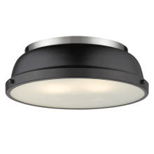 Golden 3602-14 PW-BLK - Yep by Golden Lighting Duncan 2-light Flush Mount in Pewter and Matte Black shade